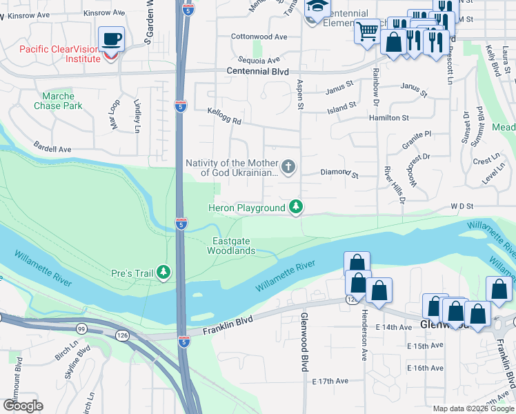 map of restaurants, bars, coffee shops, grocery stores, and more near 1505 Canal Street in Springfield