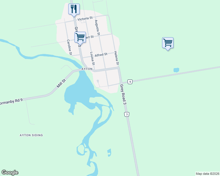 map of restaurants, bars, coffee shops, grocery stores, and more near 300 Augusta Street in West Grey