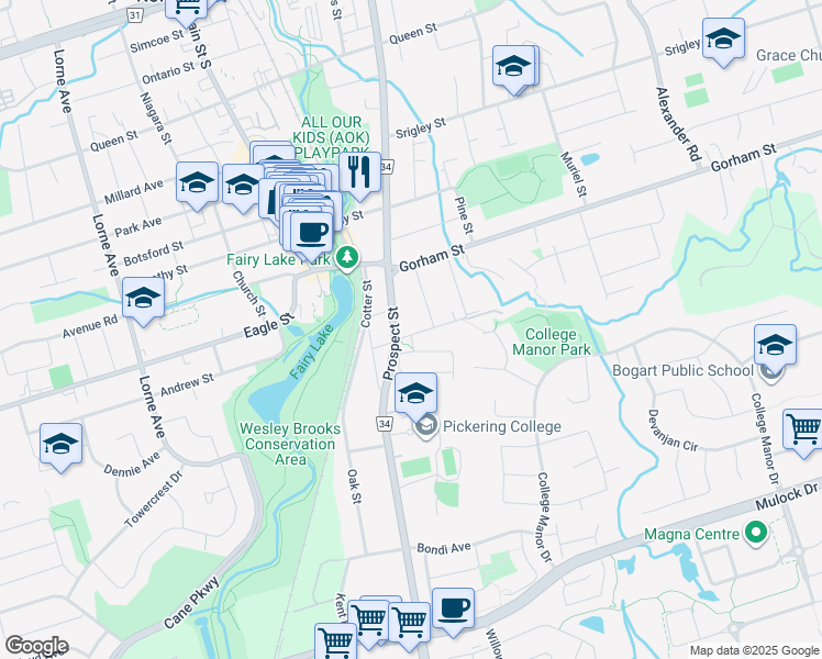 map of restaurants, bars, coffee shops, grocery stores, and more near in Newmarket