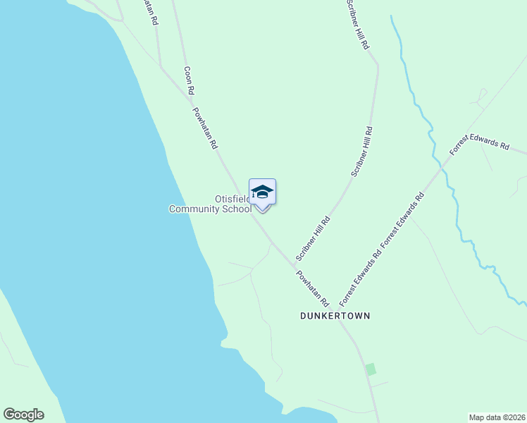 map of restaurants, bars, coffee shops, grocery stores, and more near 416 Powhatan Road in Otisfield