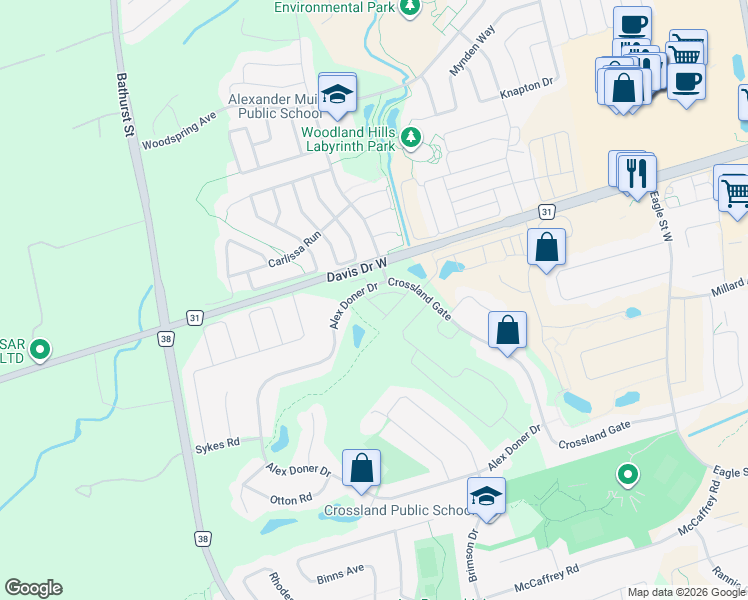 map of restaurants, bars, coffee shops, grocery stores, and more near 305 Clay Stone Street in Newmarket