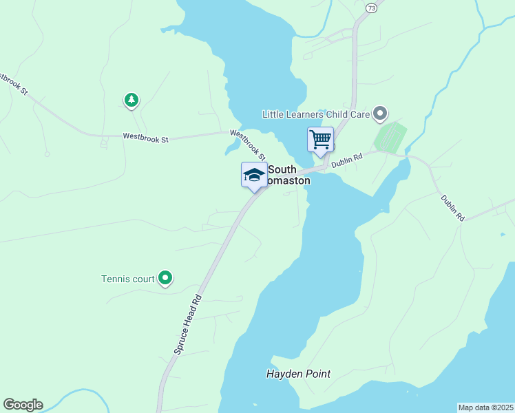 map of restaurants, bars, coffee shops, grocery stores, and more near 54 Spruce Head Road in South Thomaston