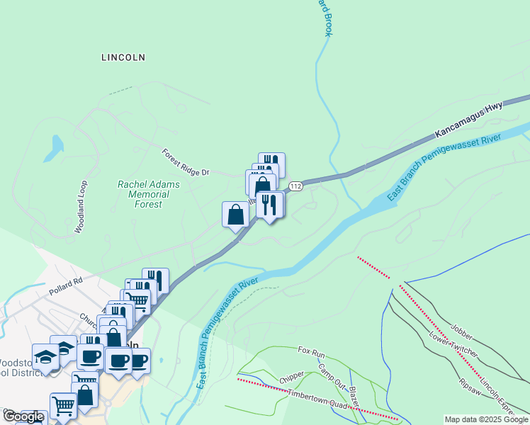 map of restaurants, bars, coffee shops, grocery stores, and more near in Lincoln