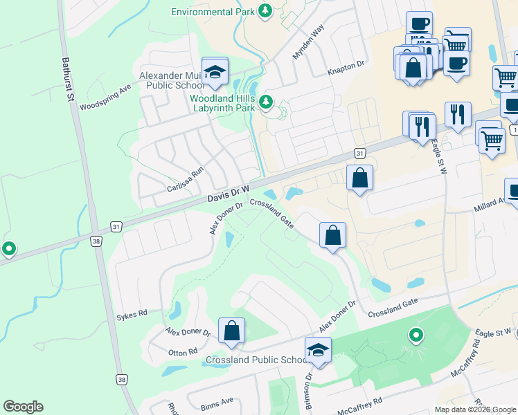 map of restaurants, bars, coffee shops, grocery stores, and more near 340 Clay Stones Street in Newmarket