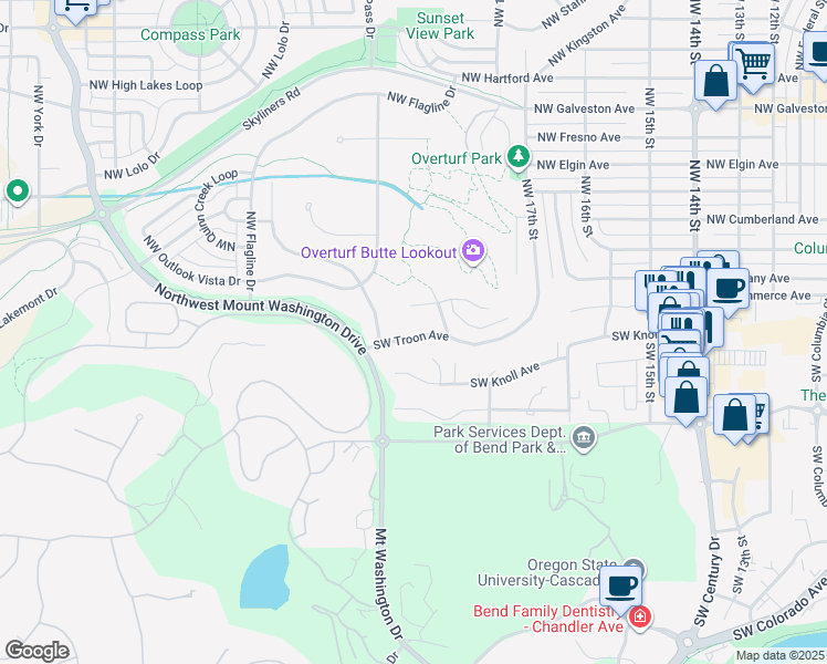 map of restaurants, bars, coffee shops, grocery stores, and more near 1964 Southwest Troon Avenue in Bend