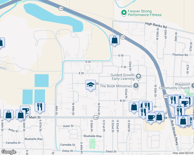 map of restaurants, bars, coffee shops, grocery stores, and more near 580 North 51st Street in Springfield