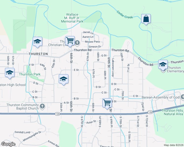 map of restaurants, bars, coffee shops, grocery stores, and more near 584 67th Place in Springfield