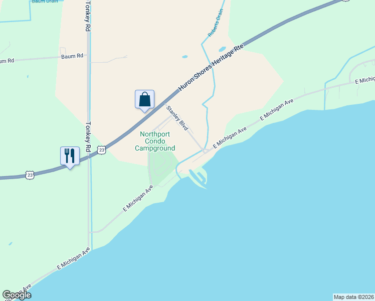 map of restaurants, bars, coffee shops, grocery stores, and more near 3752 East Michigan Avenue in Au Gres