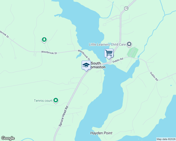 map of restaurants, bars, coffee shops, grocery stores, and more near 45 Spruce Head Road in South Thomaston