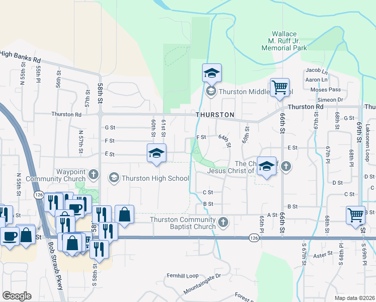 map of restaurants, bars, coffee shops, grocery stores, and more near 601 63rd Street in Springfield