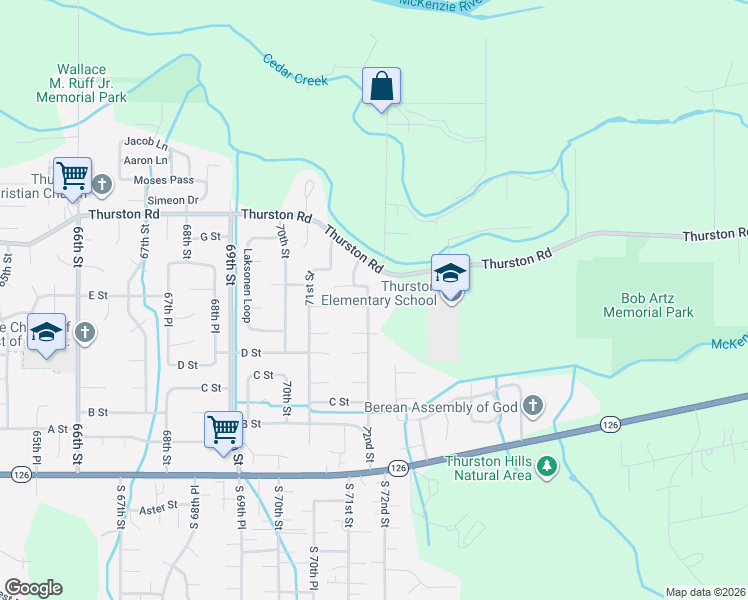 map of restaurants, bars, coffee shops, grocery stores, and more near 627 72nd Street in Springfield