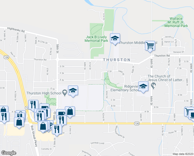 map of restaurants, bars, coffee shops, grocery stores, and more near 601 63rd Street in Springfield