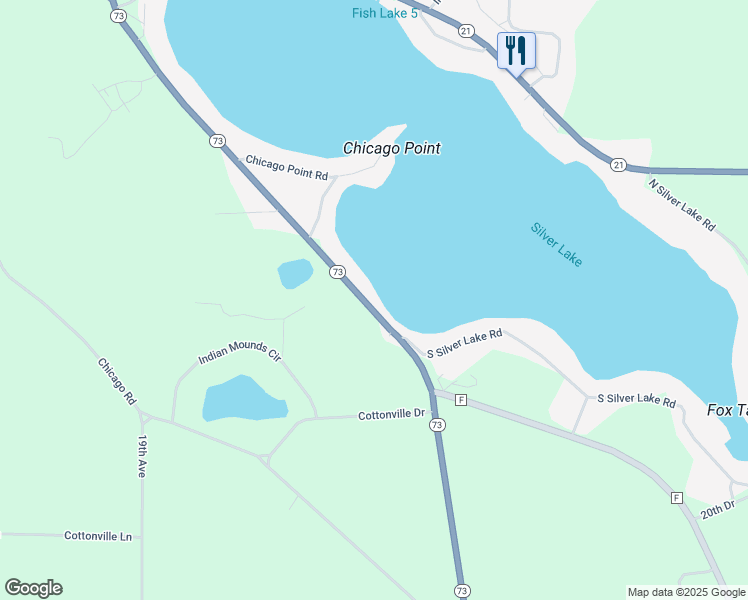 map of restaurants, bars, coffee shops, grocery stores, and more near N1978 Wisconsin 73 in Wautoma