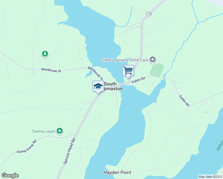 map of restaurants, bars, coffee shops, grocery stores, and more near 54 Spruce Head Road in South Thomaston