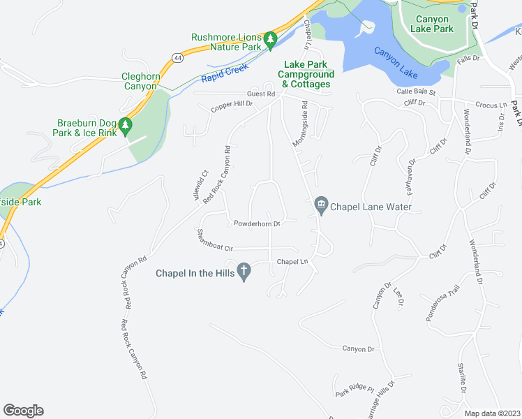 map of restaurants, bars, coffee shops, grocery stores, and more near 3507 Chapel Valley Road in Rapid City