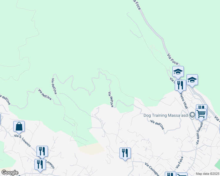 map of restaurants, bars, coffee shops, grocery stores, and more near 20 Via dell'Uva in Provincia di Massa e Carrara