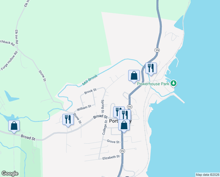 map of restaurants, bars, coffee shops, grocery stores, and more near 48 Spring Street in Port Henry
