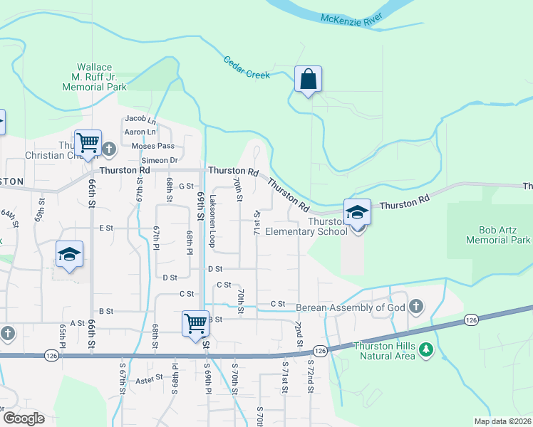 map of restaurants, bars, coffee shops, grocery stores, and more near 733 71st Street in Springfield