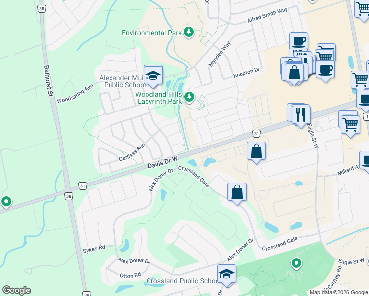 map of restaurants, bars, coffee shops, grocery stores, and more near 268 Inniscarra Gate in Newmarket