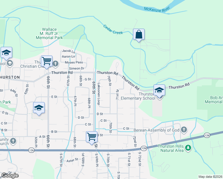 map of restaurants, bars, coffee shops, grocery stores, and more near 722 71st Street in Springfield