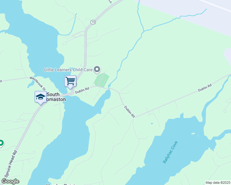 map of restaurants, bars, coffee shops, grocery stores, and more near 67 Dublin Road in South Thomaston