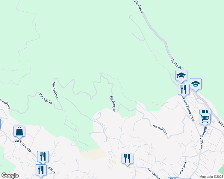 map of restaurants, bars, coffee shops, grocery stores, and more near 20 Via dell'Uva in Provincia di Massa e Carrara