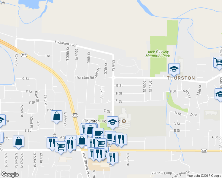 map of restaurants, bars, coffee shops, grocery stores, and more near 692 58th Street in Springfield
