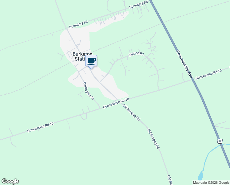 map of restaurants, bars, coffee shops, grocery stores, and more near 10049 Old Scugog Road in Blackstock