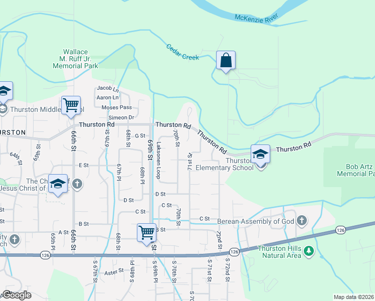 map of restaurants, bars, coffee shops, grocery stores, and more near 722 71st Street in Springfield
