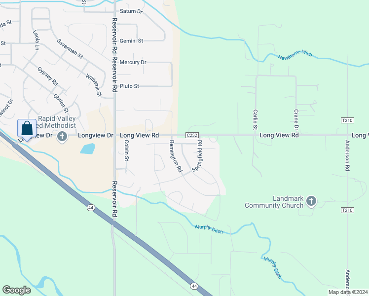 map of restaurants, bars, coffee shops, grocery stores, and more near 3310 Wesson Road in Rapid City