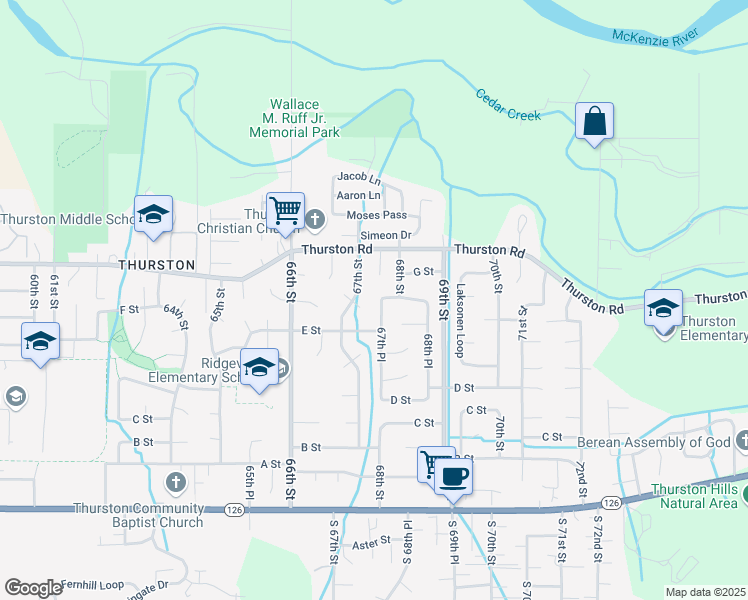 map of restaurants, bars, coffee shops, grocery stores, and more near 688 67th Place in Springfield