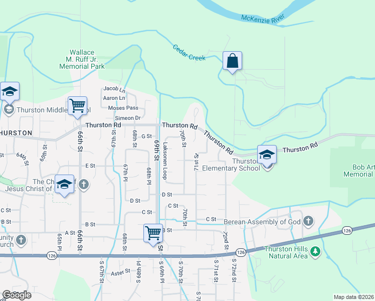 map of restaurants, bars, coffee shops, grocery stores, and more near 722 71st Street in Springfield