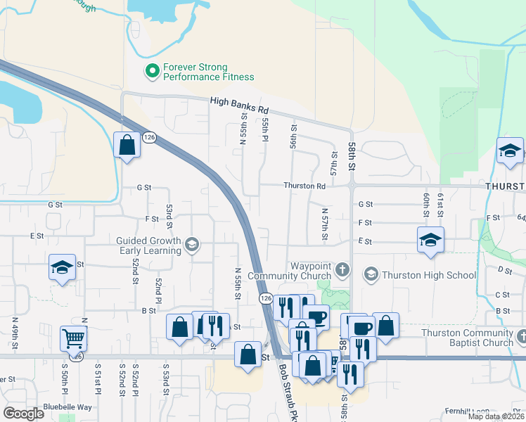 map of restaurants, bars, coffee shops, grocery stores, and more near 767 55th Place in Springfield
