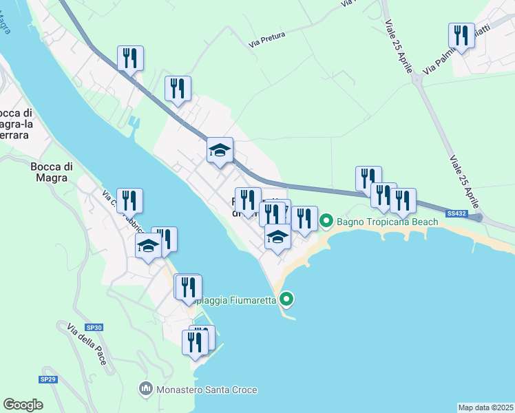 map of restaurants, bars, coffee shops, grocery stores, and more near in Province of La Spezia