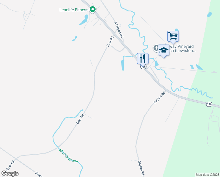 map of restaurants, bars, coffee shops, grocery stores, and more near 42 Dyer Road in Lewiston