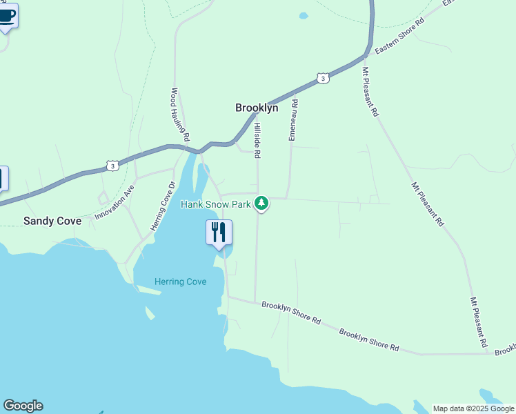 map of restaurants, bars, coffee shops, grocery stores, and more near Hillside Road in Brooklyn