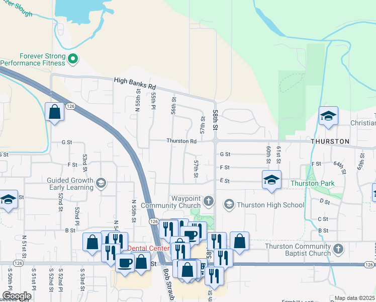 map of restaurants, bars, coffee shops, grocery stores, and more near 852 57th Street in Springfield