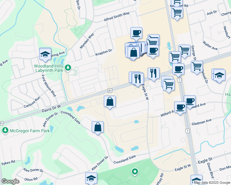 map of restaurants, bars, coffee shops, grocery stores, and more near in Newmarket