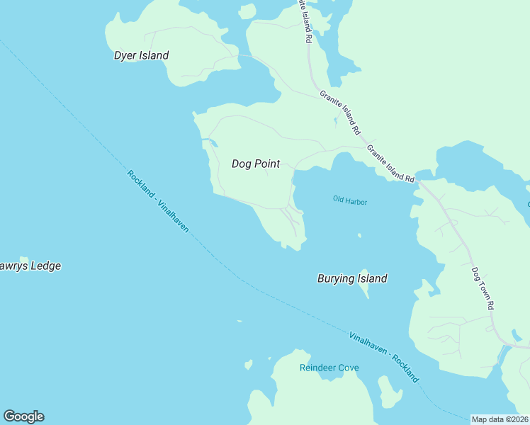 map of restaurants, bars, coffee shops, grocery stores, and more near 109 City Point Road in Vinalhaven