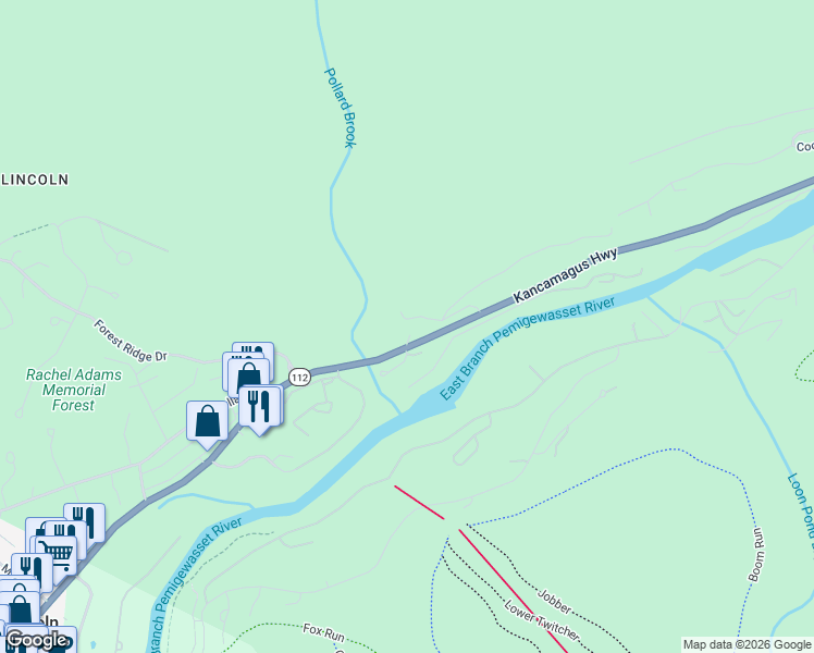 map of restaurants, bars, coffee shops, grocery stores, and more near 33 Brookline Road in Lincoln