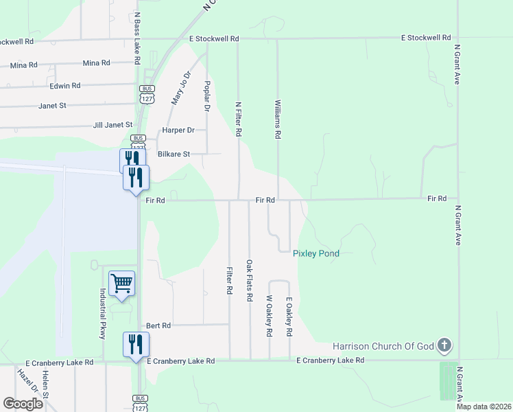 map of restaurants, bars, coffee shops, grocery stores, and more near 2427 Fir Trail in Harrison