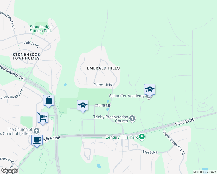 map of restaurants, bars, coffee shops, grocery stores, and more near 2717 Colleen Street Northeast in Rochester