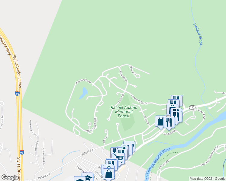map of restaurants, bars, coffee shops, grocery stores, and more near 8 Charkarohen Drive in Lincoln