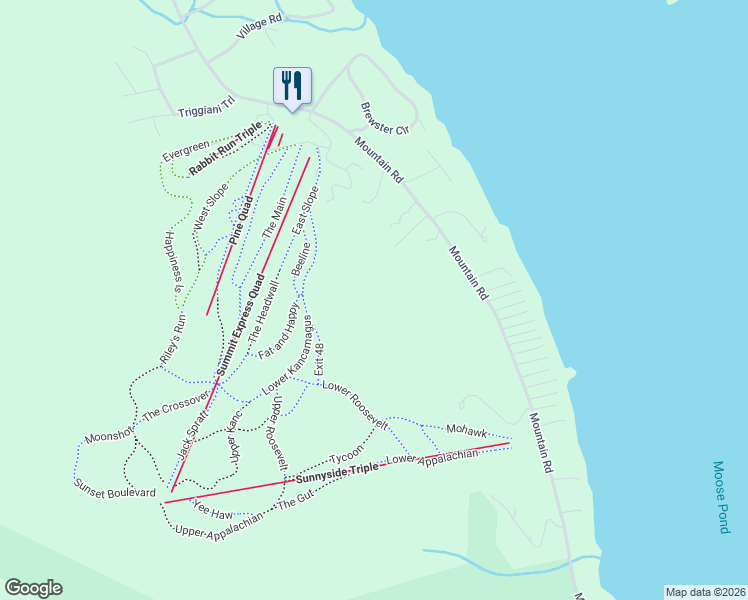 map of restaurants, bars, coffee shops, grocery stores, and more near Solitude Lane in Bridgton