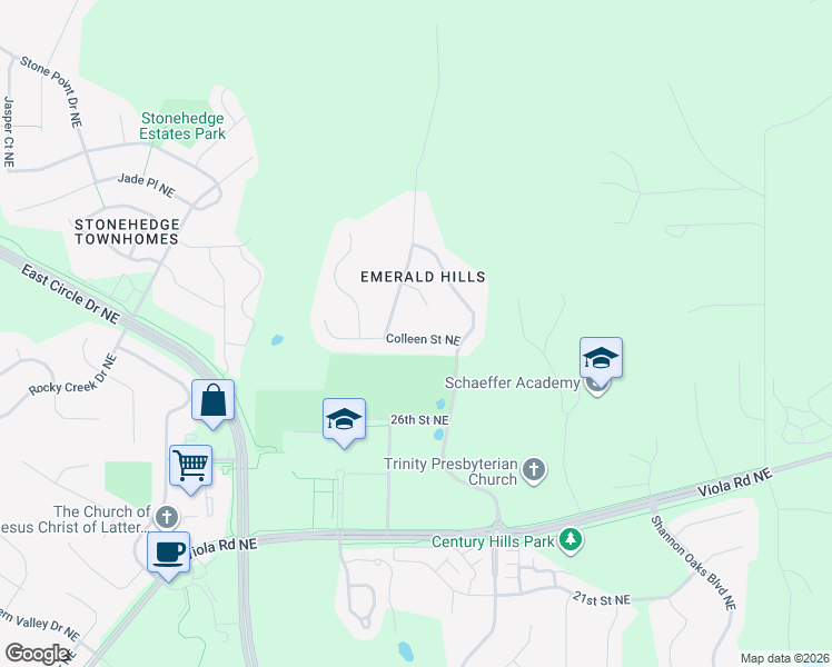 map of restaurants, bars, coffee shops, grocery stores, and more near 2657 Colleen Street Northeast in Rochester