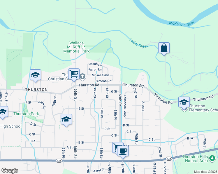 map of restaurants, bars, coffee shops, grocery stores, and more near 863 68th Street in Springfield