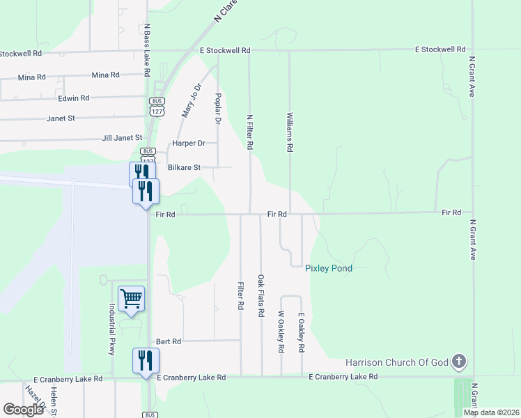 map of restaurants, bars, coffee shops, grocery stores, and more near 2427 Fir Trail in Harrison