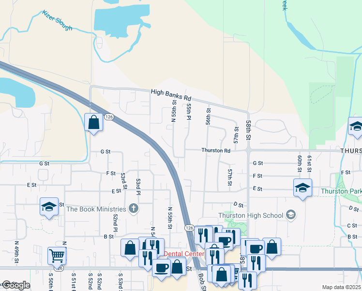 map of restaurants, bars, coffee shops, grocery stores, and more near 914 55th Pl in Springfield