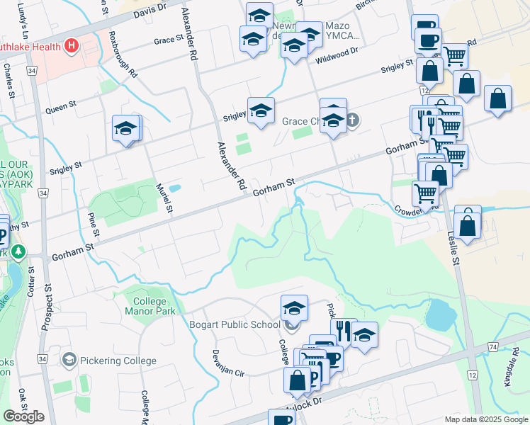 map of restaurants, bars, coffee shops, grocery stores, and more near 287 Jeff Smith Court in Newmarket