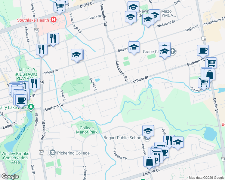 map of restaurants, bars, coffee shops, grocery stores, and more near 778 Gorham Street in Newmarket